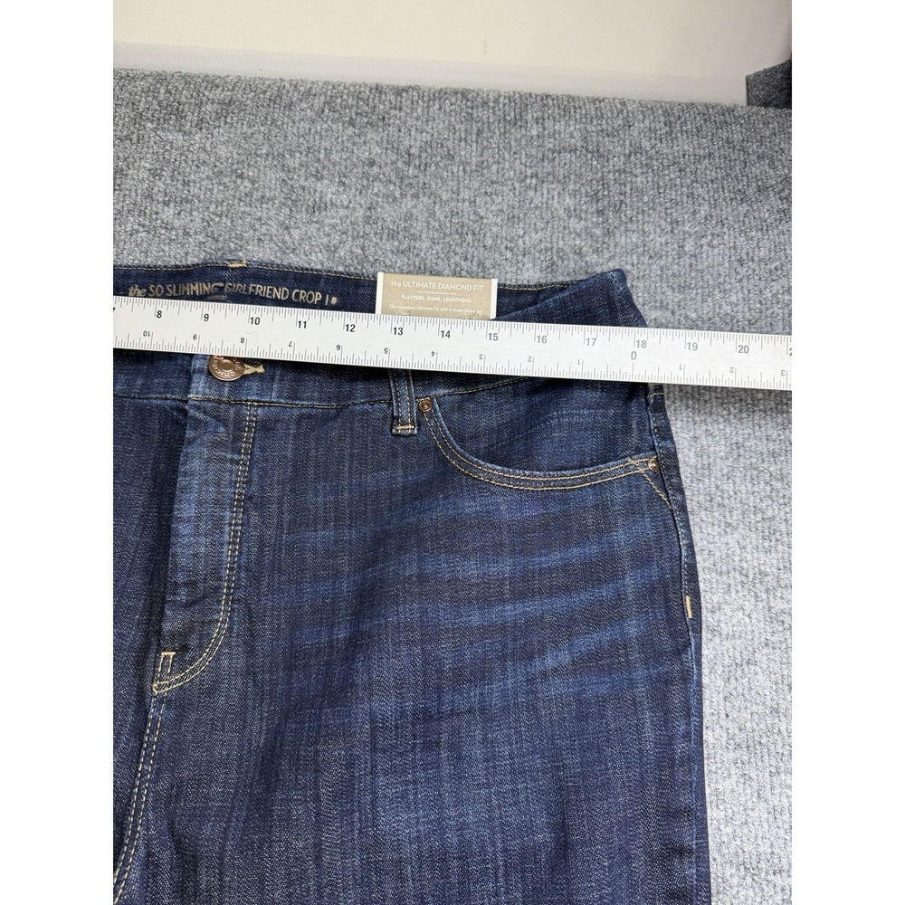 So Slimming By Chico's Women's Dark Wash Girlfriend Crop Blue Jeans Size 3 (XL) - Picture 2 of 13